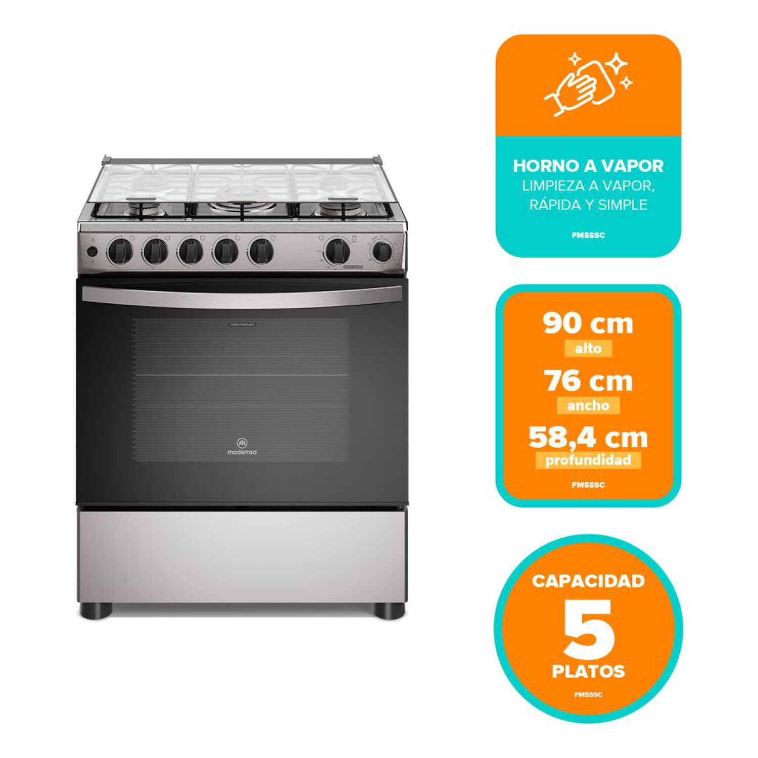 Cocina A Gas Mademsa Fm5ssc 5 Quemadores image number 5.0